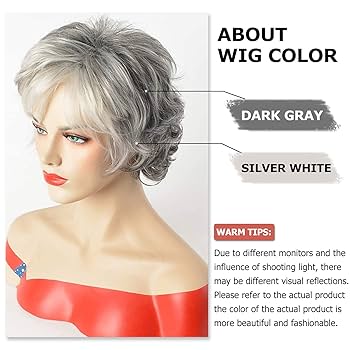 Amazon.com : SEVENCOLORS Short Grey Wigs for White Women